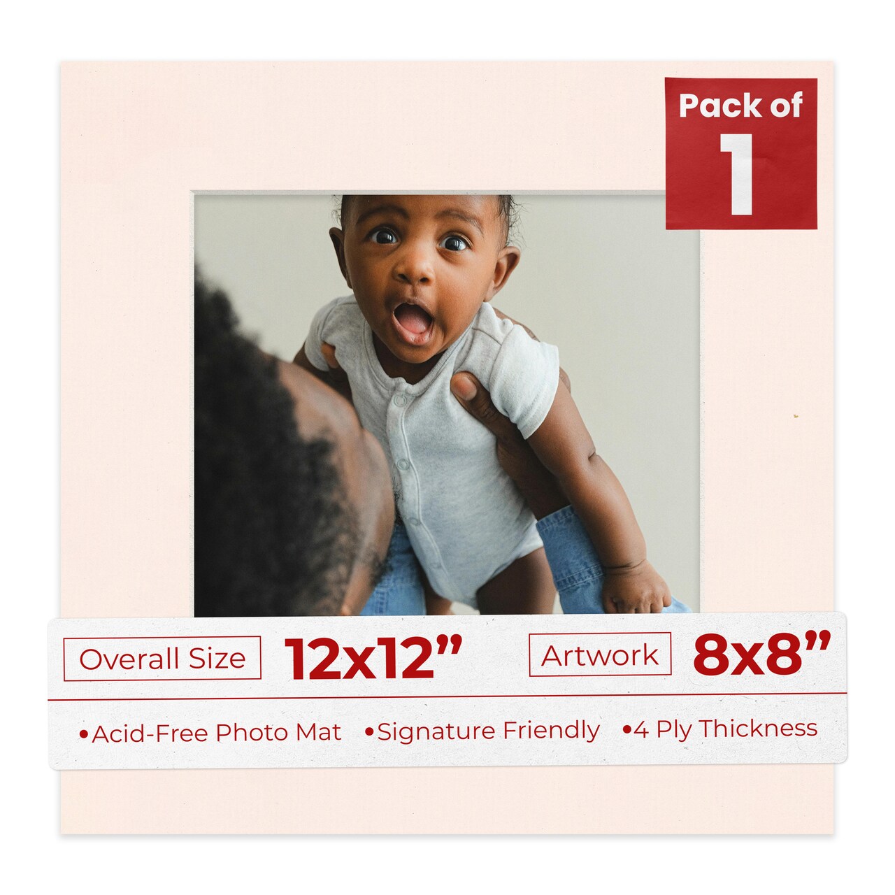 Oyster Bay Beige Mat Board for 12x12 Frames - Fits 8x8 Photos